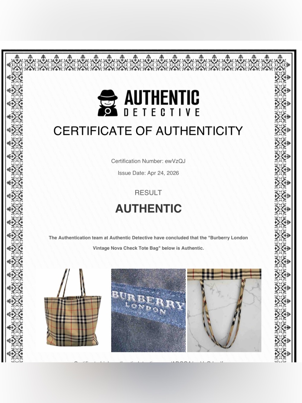 Burberry London Vintage Nova Check Canvas Tote Bag With COA - Picture 2 of 8